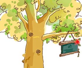 Hand-drawn tree vector material