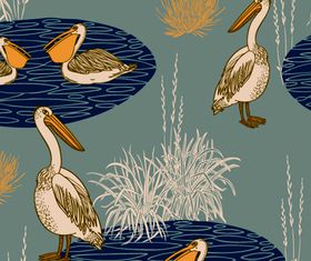 pelican seamless pattern vectors graphic
