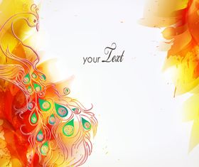 Phoenix floral background set vector