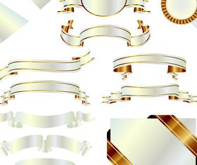 Golden ribbon labels 1 vector set