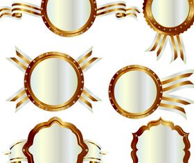 Golden ribbon labels 2 vector set