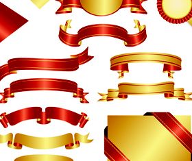 Golden ribbon labels 4 vector set