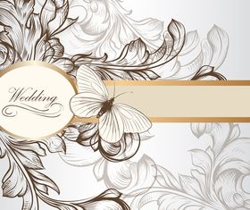 Draw floral wedding invitation background 1 vector