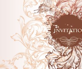 Draw floral wedding invitation background 2 vector