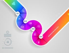 Ribbon number infographic graphics 4 vector