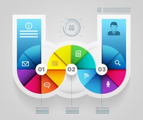 Ribbon number infographic graphics 6 vector