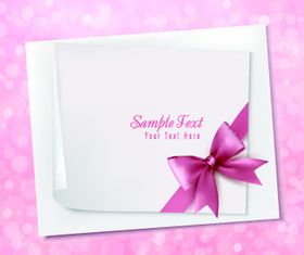 Blank paper and bow cards creative vector