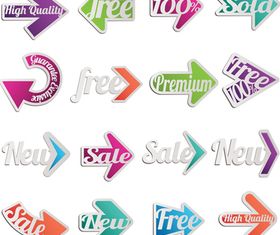 Arrow stickers shiny vector