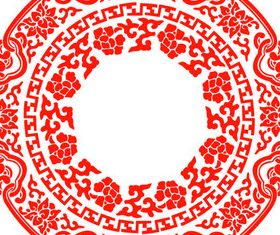 Round floral pattern set vector