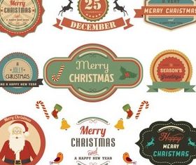 Retro X-mas Labels vector