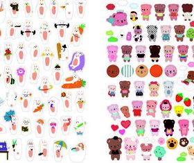 Rabbit and Bear cute vector