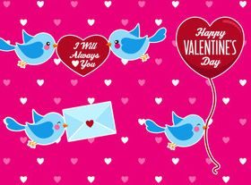 Valentine and cute birds vector