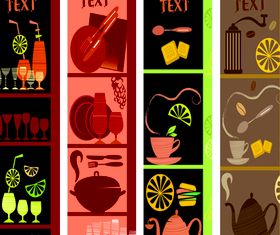 Cute coffee elements banner design vectors