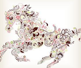 Floral horse vector