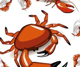 Crabs and prawns vector graphics