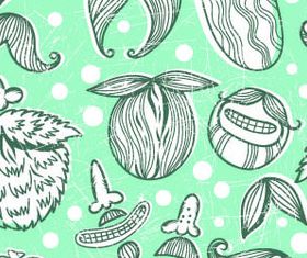 Mustache seamless blue gentle pattern vector