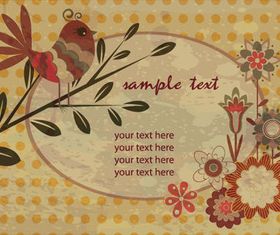 Vintage bird and floral background vector