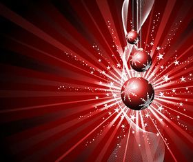 Christmas baubles and Red background vector