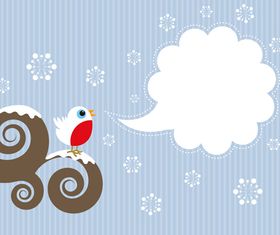 cute bird and text cloud vectors material