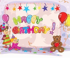 Kids happy birthday background vector
