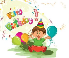Draw Kids birthday background vector