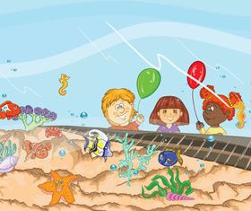 Underwater World background vector