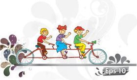 Children Cycling background vector