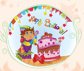 Colored happy birthday card vector