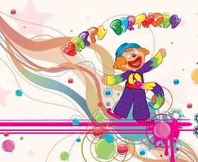 Birthday clown background vector