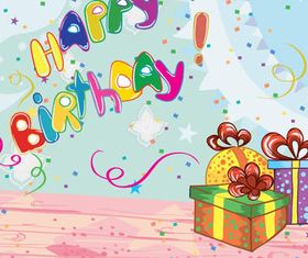 Birthday gift card vector set
