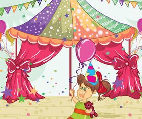 Kids and balloon vector