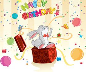 Rabbit Birthday card vector graphics
