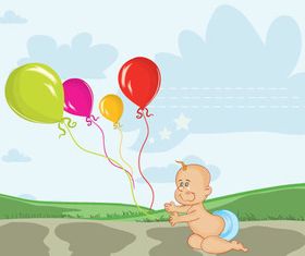 Baby and balloon vector