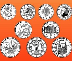 Euro Coins vector graphics