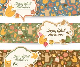 Cartoon autumn banner 3 vector