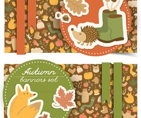 Cartoon autumn banner 5 vector