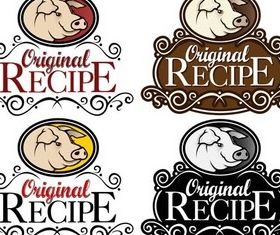 Labels with pigs vectors graphics
