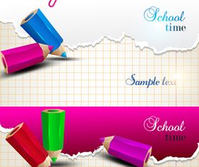 Pencil and Torn paper banner 1 vector