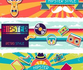 Retro hipster banner 3 vector graphic