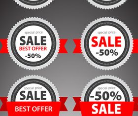 Ribbon sale labels 4 vector