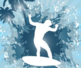 Surfer Silhouette background vector set