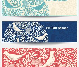 Hand draw bird banner vector