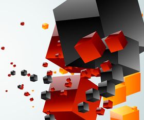 3D cube background set 1 vector