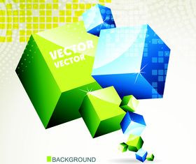 3D cube background set 3 vector