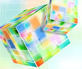 3D cube background set 4 vector