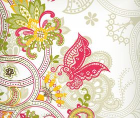 Color retro floral 6 vector