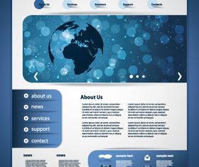 Blue theme website template 1 vector