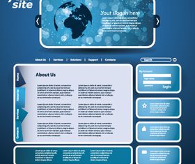 Blue theme website template 2 vector