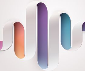 Colored ribbon waves background vector set