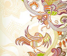 Color retro floral 2 vector